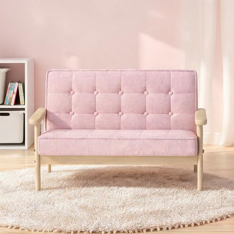Fauteuil enfant en bois et tissu rembourré 3-15 ans rosa (1/5)