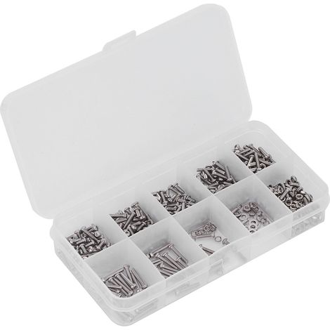 Ensemble de 600 vis et écrous en acier inoxydable 304, boulons hexagonaux à six pans creux et rondelles élastiques plates (1/5)
