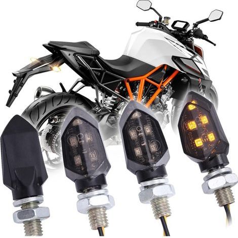 4pcs Mini LED Clignotants Moto Lumières Lampe Étanche Homologué Indicateurs Avant Arrière Universel 12V Compatible avec Harley Kawasaki Yamaha Suzuki Honda (1/5)