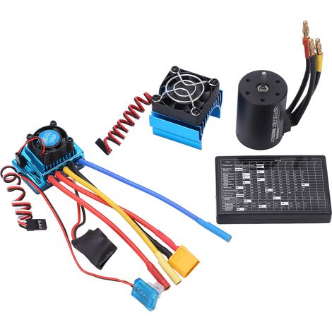 Moteur brushless 3650/3600KV avec variateur électronique de vitesse (ESC) et prise banane 4 mm pour voiture RC 1/10/1/8 (1/5)