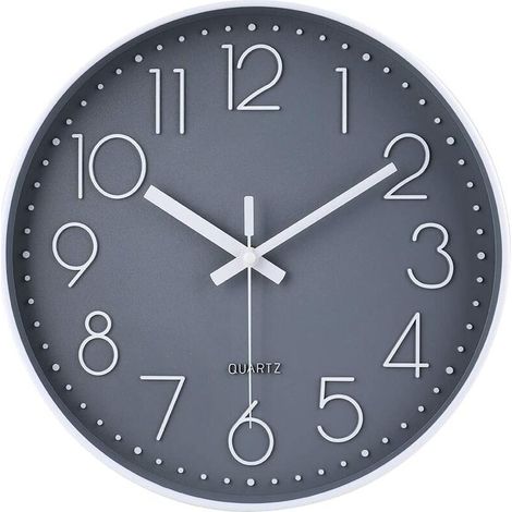 Horloge Horloge murale ronde silencieuse à piles 30 cm Gris - Gris (1/5)