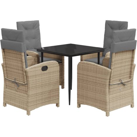 Maison Exclusive - Set Pranzo da Giardino 5 pz con Cuscini Beige Misto Polyrattan (1/5)