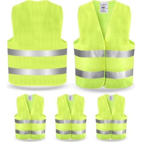 Gilet Jaune Adulte: 5 Pièces Gilet Jaune Voiture, Gilet Réfléchissant, Gilet Fluorescent De Sécurité, Gilet de Sécurité Reflechissant, Gilet Haute Visibilité Homme Femme pour Conducteurs (1/5)