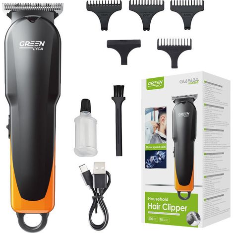 Tondeuse à cheveux verte LYCA GL69624 avec écran LED, moteur 6 600 tr/min, autonomie de 90 minutes, port USB-C, batterie 600 mAh