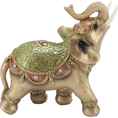 Figurine éléphant vert résine porte-bonheur Feng Shui déco maison cadeau emménagement bureau étagère entrée comptoir 1 pièce (1/5)