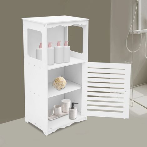 Mueble de baño estrecho de madera con 1 compartimento y 1 armario para baño, salón, dormitorio y pasillo, armario de madera, 38 x 28 x 80 cm (blanco) (1/5)