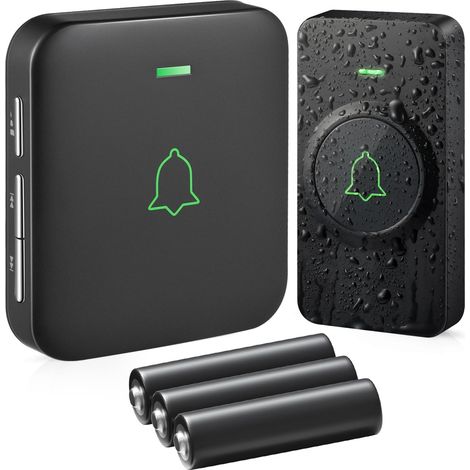 Sonnette sans Fil, extérieur étanche 400 m étanche, Kit de Carillon électronique, Eau et poussière, 52 mélodies aux 5 Niveaux de Volume, Batteries incluses (1/5)