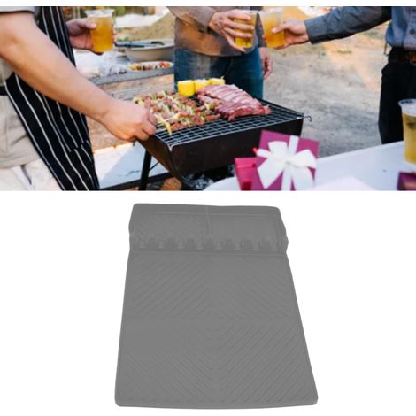 Tapis de cuisson en silicone pour poêle, tapis de grille latérale en silicone pour barbecue en pierre noire, tapis de protection pour plaque de cuisson, tapis d'égouttage d'huile, tapis de cuisson en (1/5)