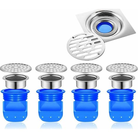 Lot de 4 dispositifs anti-refoulement pour siphon de sol, dispositif anti-refoulement jetable pour tuyau de toilette, joint de siphon de sol anti-odeurs (court) (1/4)