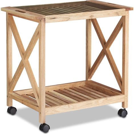 Carro de cocina móvil con ruedas 64,5 x 36 cm almacenamiento práctico estilo moderno en madera de nogal 130003572 (1/4)
