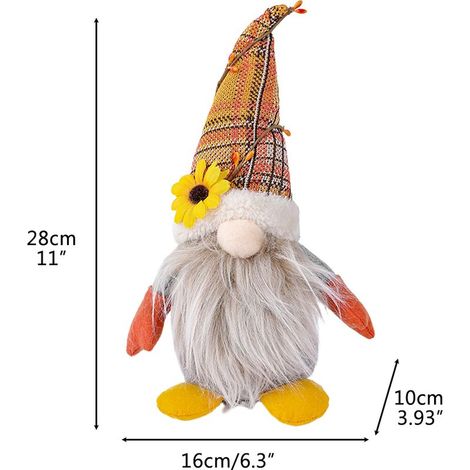 Gnome d'automne en peluche, mignon, tournesol d'automne, gnome debout, poupée en peluche sans visage, décoration pour la maison et la fête des récoltes