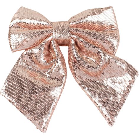 Bow À Paillettes - 25 cm - Or Rose - Pour Décoration De Sapin De Noël Porte Fenêtre Et Emballage Cadeau - 1 Pièce (1/5)