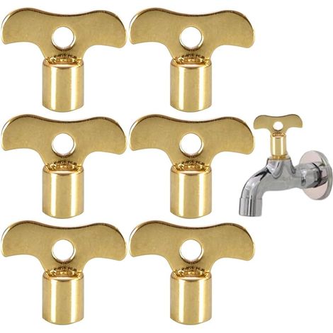 Clés à molette,Ensemble de 6 clés pour robinet, quatre boutons de robinet d'angle pour robinet extérieur, vanne carrée verrouillable, poignée de commande à 6 points (1/5)