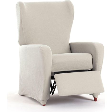 Housse de Fauteuil de Relaxation bi-élastique 4 pièces réglable, Protection complète Contre l'usure - Housse de Fauteuil Couleur écru, Respirante et Facile à Installer, Aspect tapissé (1/5)