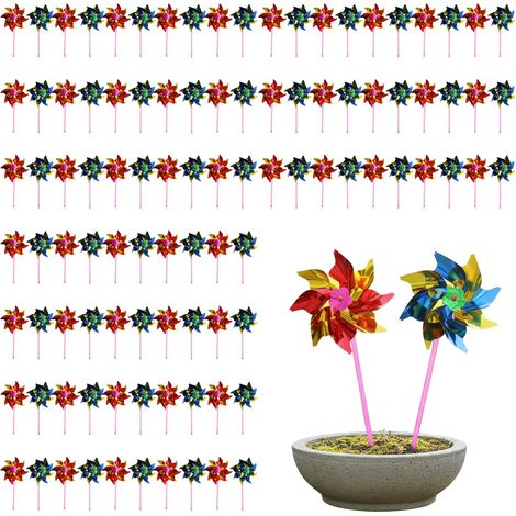 Girandole a vento arcobaleno da 100 pezzi per bambini, 14,17 x 6,69 pollici, giocattoli colorati per mulini a vento per decorazioni da giardino, prato, feste, compleanni, carnevale, decorazioni da gia (1/5)