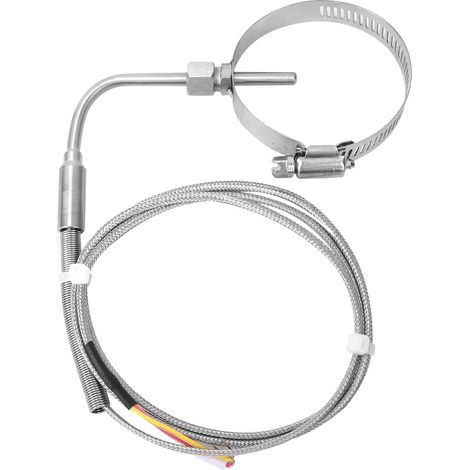 K Type Temperature Sensor Elbow Exposed Tip Stainless Steel Temperature Probe with Retractable Circle 1m / 3.3ft Line (1/5)