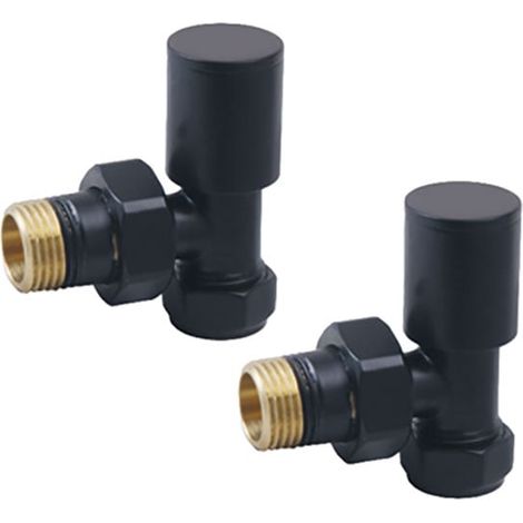 Heatwave Round Black Angled Radiator Valves Pair (1/2)