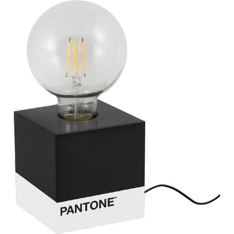 Lampe de Table Cube - Bureau, Office, Table de Chevet - Noir, Blanc en Bois, 9,5 X 9,5 X 9,5 cm, 1 X E27, Max 100W (1/5)