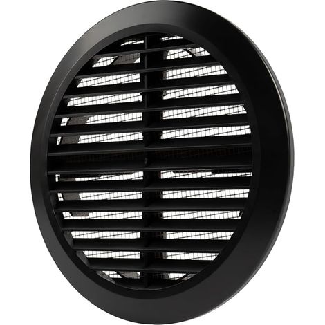100mm to 150mm Round Black Air Vent Grille with Mosquito Net Plastic Adjustable Kitchen Garage Ventilation Pipe Weather Protection Grille (1/5)