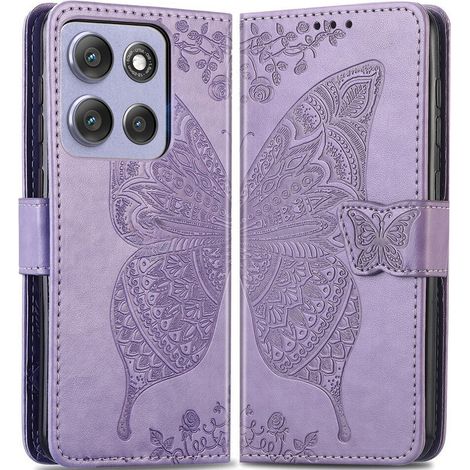 Étui à rabat pour Motorola Moto G56 5G, Papillon, Violet (1/5)