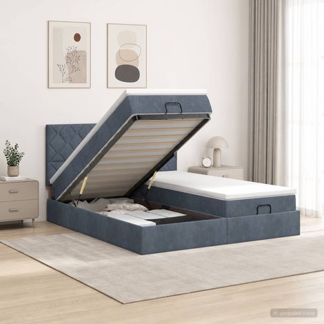 vidaXL Letto ottomano con materasso 2 pz Grigio Scuro Velluto (1/5)