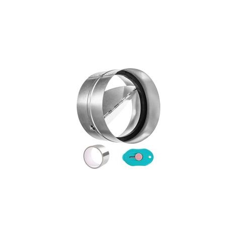 Raccord avec clapet anti-retour DN 125 mm en acier galvanisé clapet anti-retour automatique avec caoutchouc d'étanchéité Ø 125 mm raccord avec bande en aluminium pour tuyau de ventilation canal (1/5)