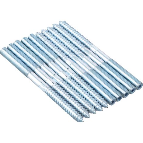 10Pcs Vis de Cheville Double Filetage, M10140mm Boulons de Suspension Torx, Vis à Tête Double Autotaraudeuses, Fixation Sans Tête Zinguée pour Canapé/Mains Courantes de Meuble/Travail du Bois (1/5)