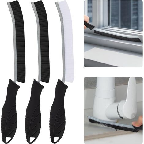 Cepillo de limpieza - Cepillo para juntas, cerdas rígidas, cepillos para juntas de azulejos, productos de limpieza para cocina, inodoro y baño (3, negro) (1/5)