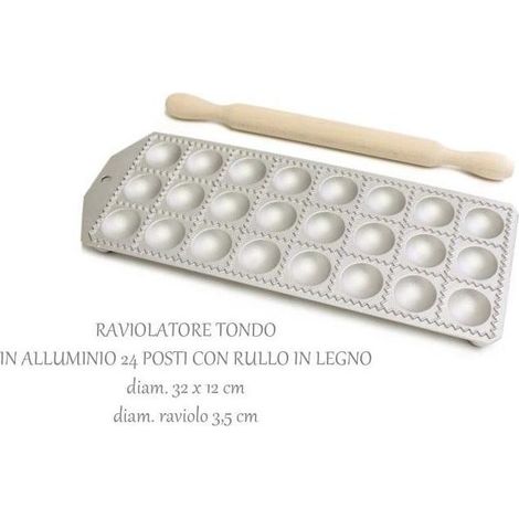 Calder raviolatore tondo 24 posti in alluminio con mattarello