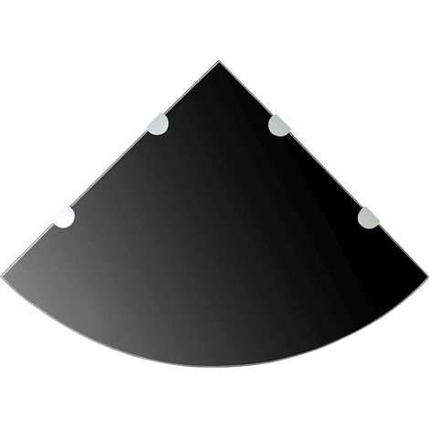 Étagères d'angle 2 pcs et supports chromés Verre Noir 45x45 cm (1/5)