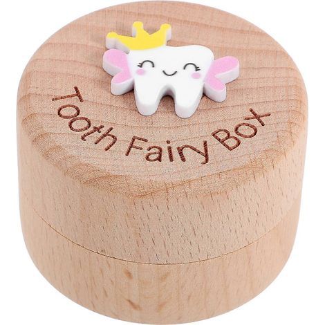 Boîte à souvenirs pour dents de lait, porte-dents en bois, organisateur pour la première dent de lait perdue.-5.00X5.00X3.00CM (1/4)