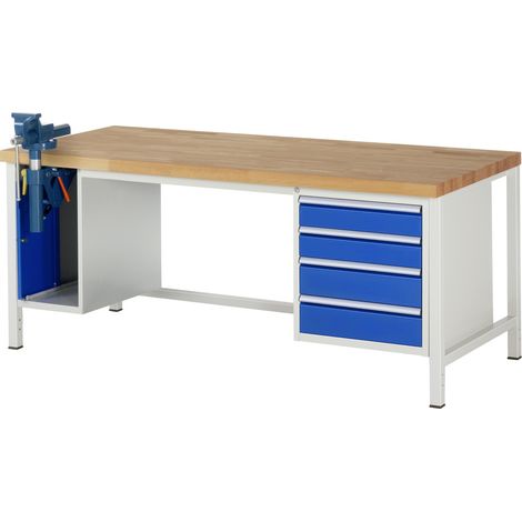 Rau Werkbank höhenverstellbar 8185A1, B2000xT900xH840-1040mm, 4x Schublade-TA, SSKL (1/5)