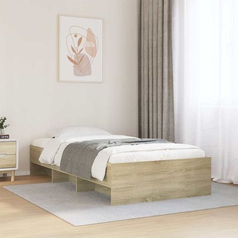 Cadre de lit avec rangement 100 x 200 cm, chêne sonoma, bois d’ingénierie, sans matelas - PANGIVO (1/5)