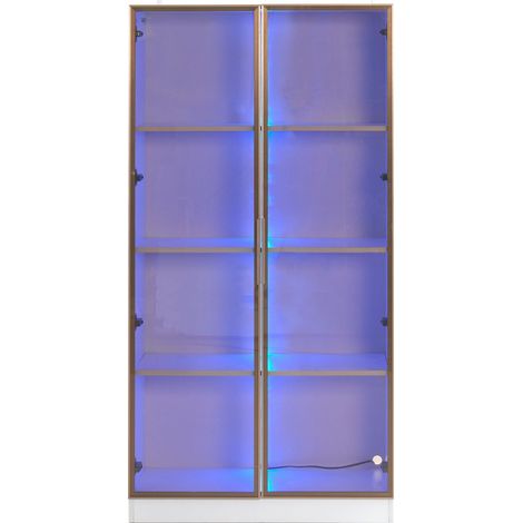 Vetrina in vetro con LED 80x40x160 cm 2 ante e ripiani regolabili bianca MODENUIT (1/5)