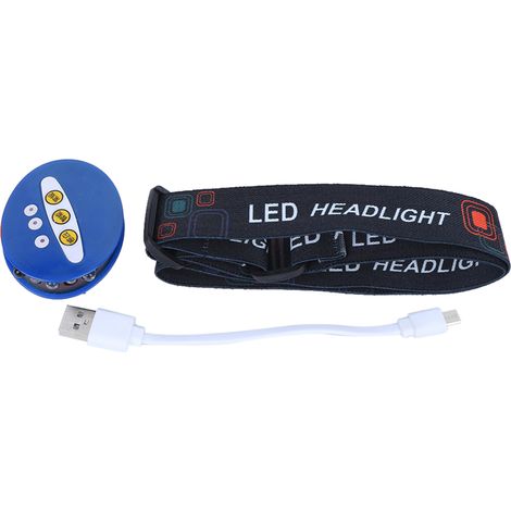 Lampe Frontale LED pour Casquette, Rechargeable USB, Lumière Détectable pour Pêche - Bleu (1/5)