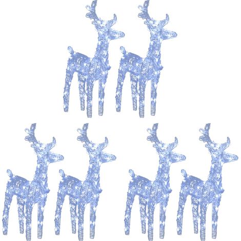 Rennes de Noël 6 pcs 240 LED Blanc froid Acrylique vidaXL