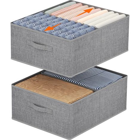 Boite Rangement Vetement, Rangement Armoire Placard Pliable, Organisateur Tiroir Vetement avec Cloison Amovible, Rangement Dressing, Casier de Rangement, 40L (50 x 40 x 20 cm), Lot de 2 (1/5)