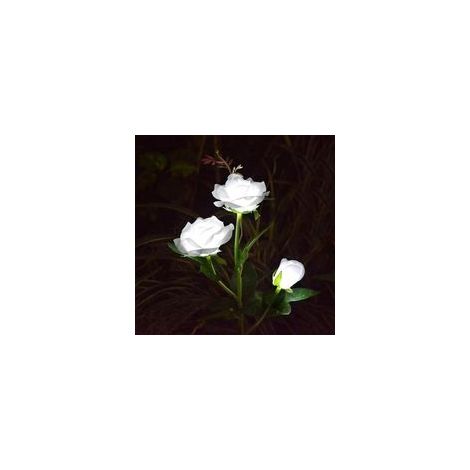 Lumiere Solaire Exterieur,Lampe Solaire De Jardin,Lumières De Fleurs,Lampe De Paysage De Jardin Imperméable,Simulation Solaire à LED Fleur De La Fleur Rose,Lampe De Pelouse Extérieure (Blanc 1pièces) (1/5)