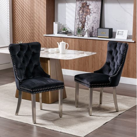 MEUBLIV Silla de comedor negra 62x50x95 cm - respaldo alto, lote de 2 (1/5)