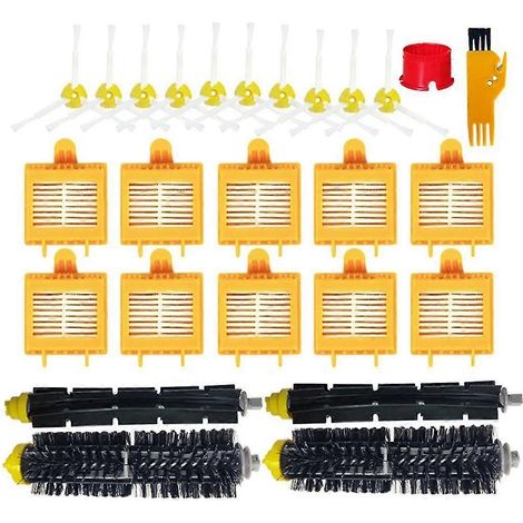 Pour aspirateurs robots des séries 700, 760, 770, 780, 790, 772 et 774 : brosse latérale principale, filtre HEPA et roue avant. (1/5)