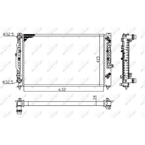 Radiateur, refroidissement du moteur NRF 529504A AUDI 4B0121251T 4Z7121251B