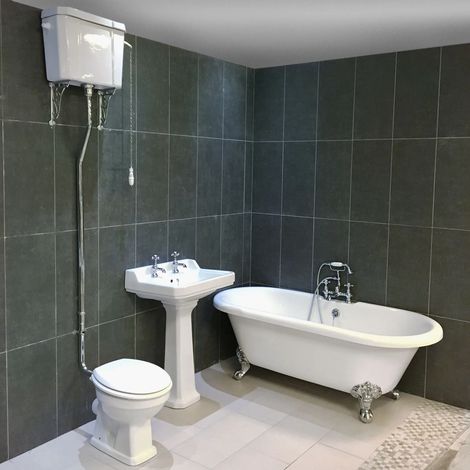 Petworth Traditional Roll Top Bath Suite High Level Toilet Bathroom Suite, No taps & wastes (1/5)