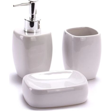 Set de 3 accesorios de baño Cerámica CLASSIC Blanco MSV (1/5)