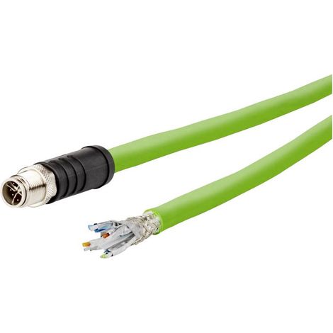 Metz Connect 142M6X10020 M12 Câble réseau, câble patch CAT 6a SF/UTP 2.00 m vert gaine PUR, résistan
