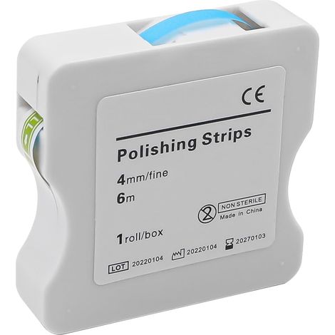 Bandes de Polissage Dentaire en Papier de Verre 4 mm de Largeur 6 m/Rouleaux/boîte, Papier de Verre pour Dents, Outils de ponçage interdentaire pour polir Les Dents (1/5)