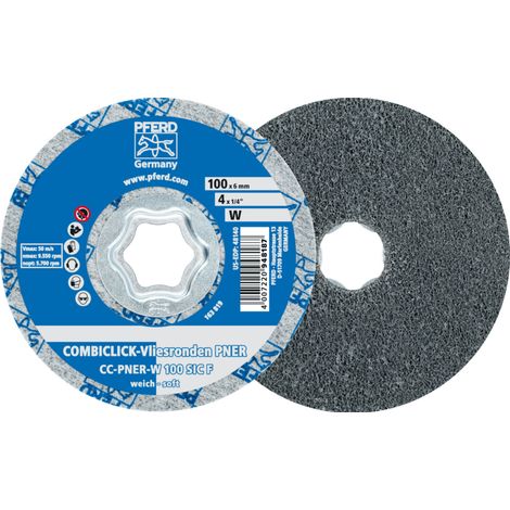 PFERD COMBICLICK verpresste Vliesronde CC PNER Ø 100mm Weich SIC Fein für Finish 5 Stk (1/5)