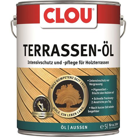 Clou Terrassenöl 5,0L Bangkirai Intensivschutz für Holzterrassen