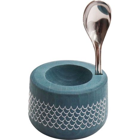 COFFRET COQUETIER + CUILLÈRE SIRÈNE BLEU MARINE - PIOU ROGER ORFEVRE 1276796 (1/2)