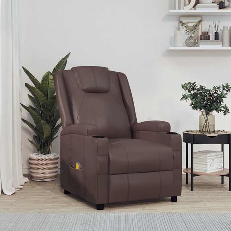 Fauteuil de massage-Chaise de relaxation-Fauteuil Relax Marron Similicuir 158537 (1/5)
