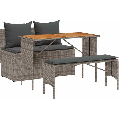 Maison Exclusive - 3-tlg. Garten-Essgruppe mit Kissen Grau Poly R